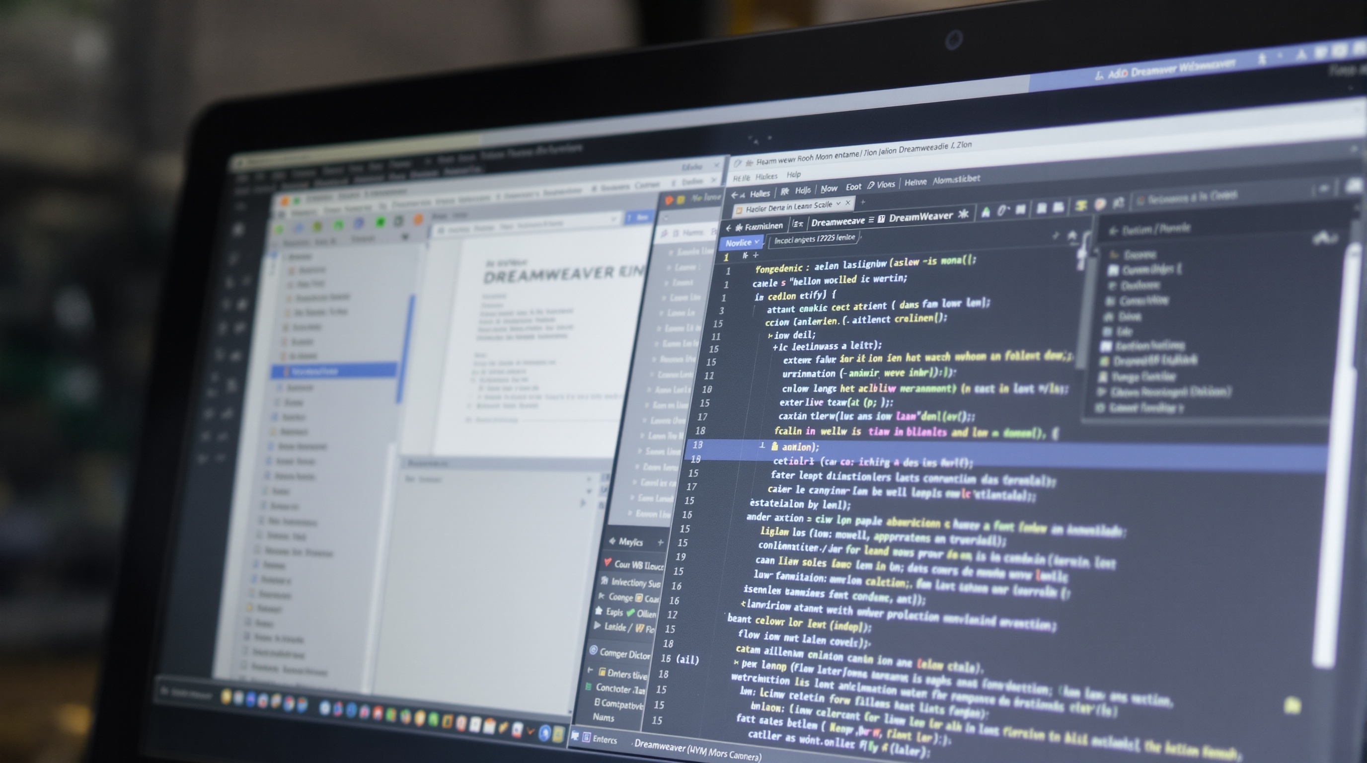 Interface Adobe Dreamweaver workflow professionnel