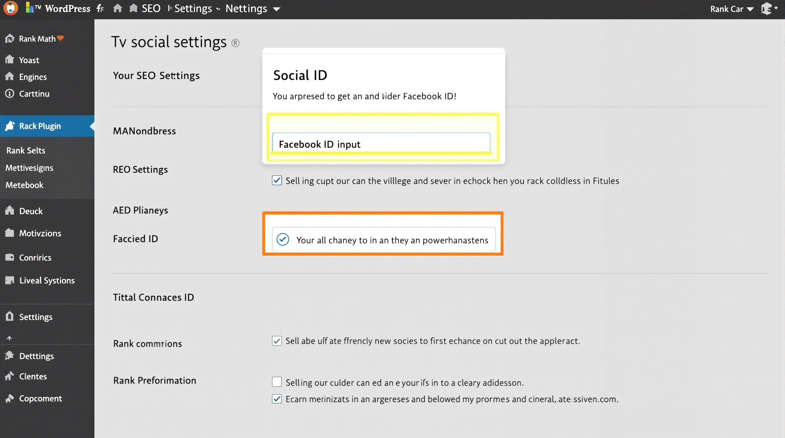 Réglages sociaux dans plugin SEO WordPress avec champ App ID