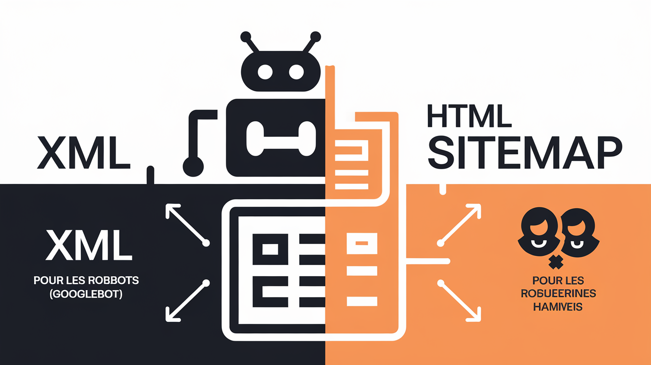 Comparaison visuelle sitemap XML vs HTML
