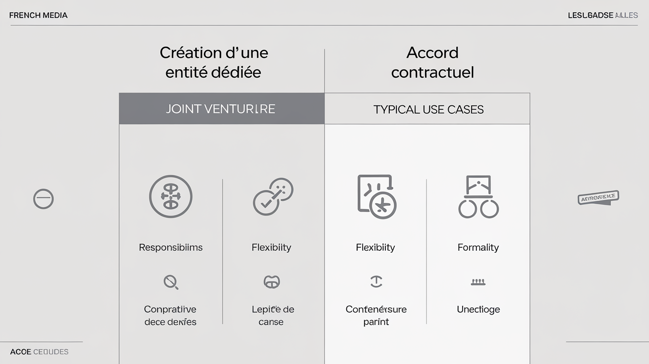 Comparatif visuel structure juridique joint-venture