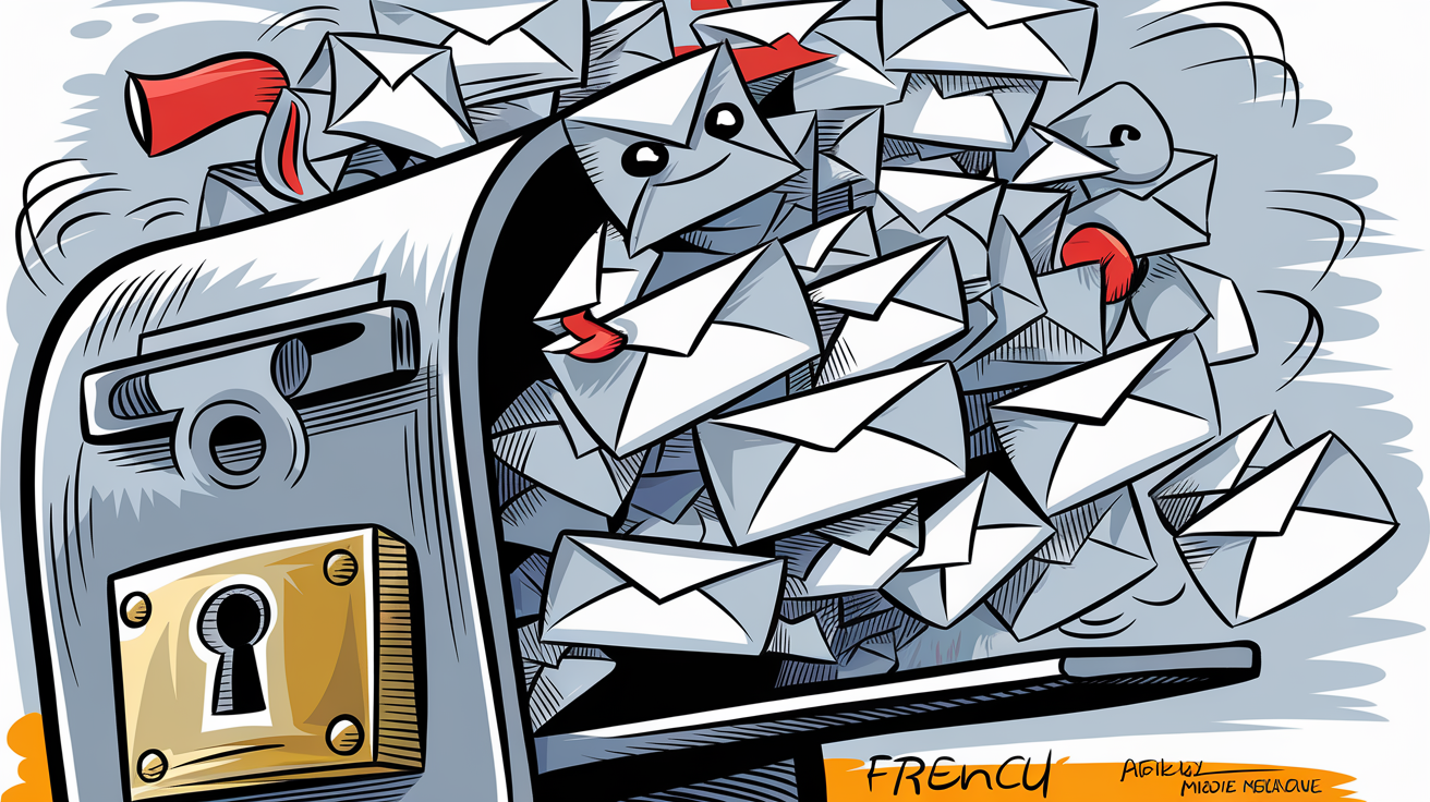 Boîte mail débordante de spams avec serrure.