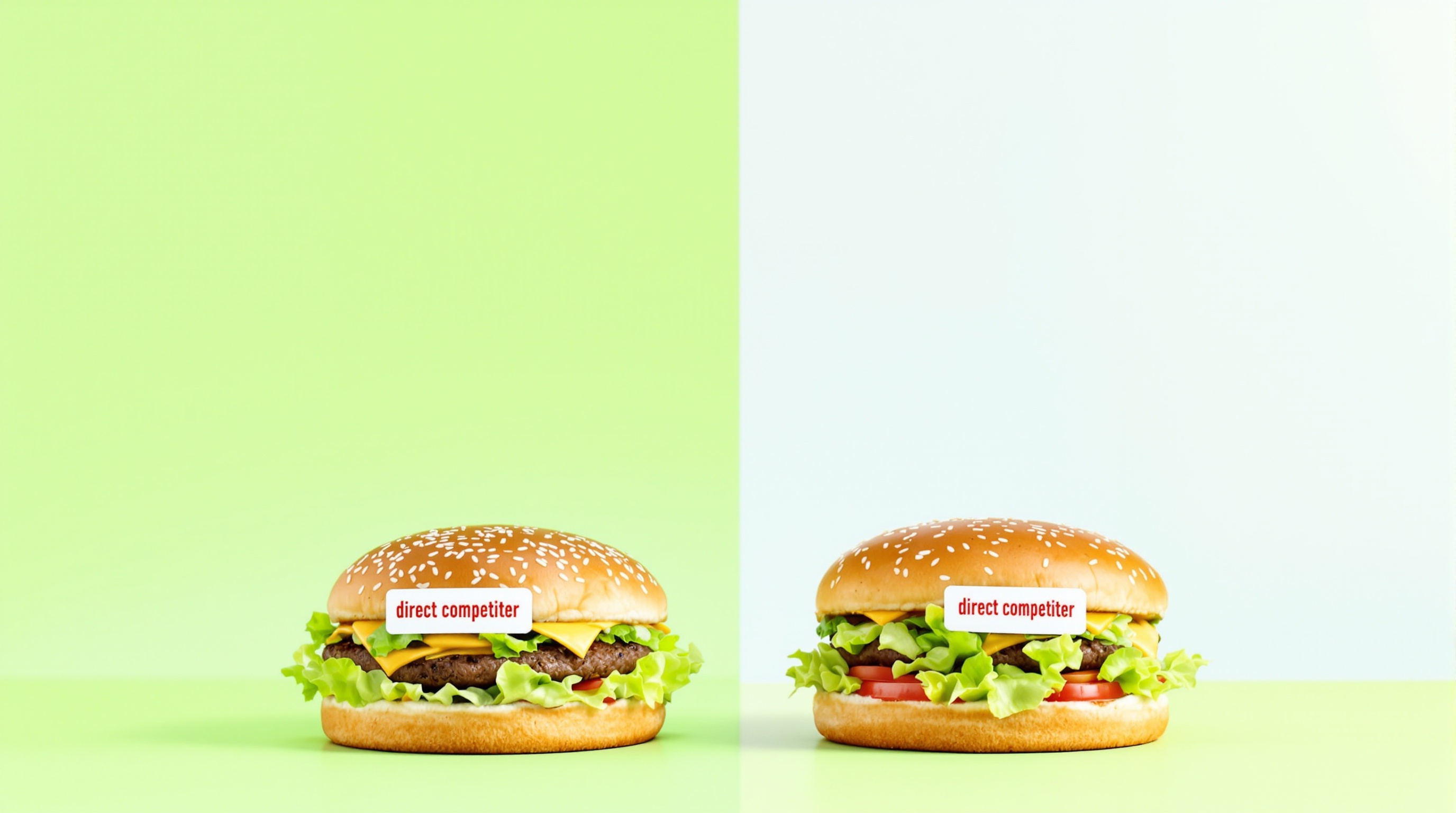 Deux burgers côte à côte représentant les concurrents directs.