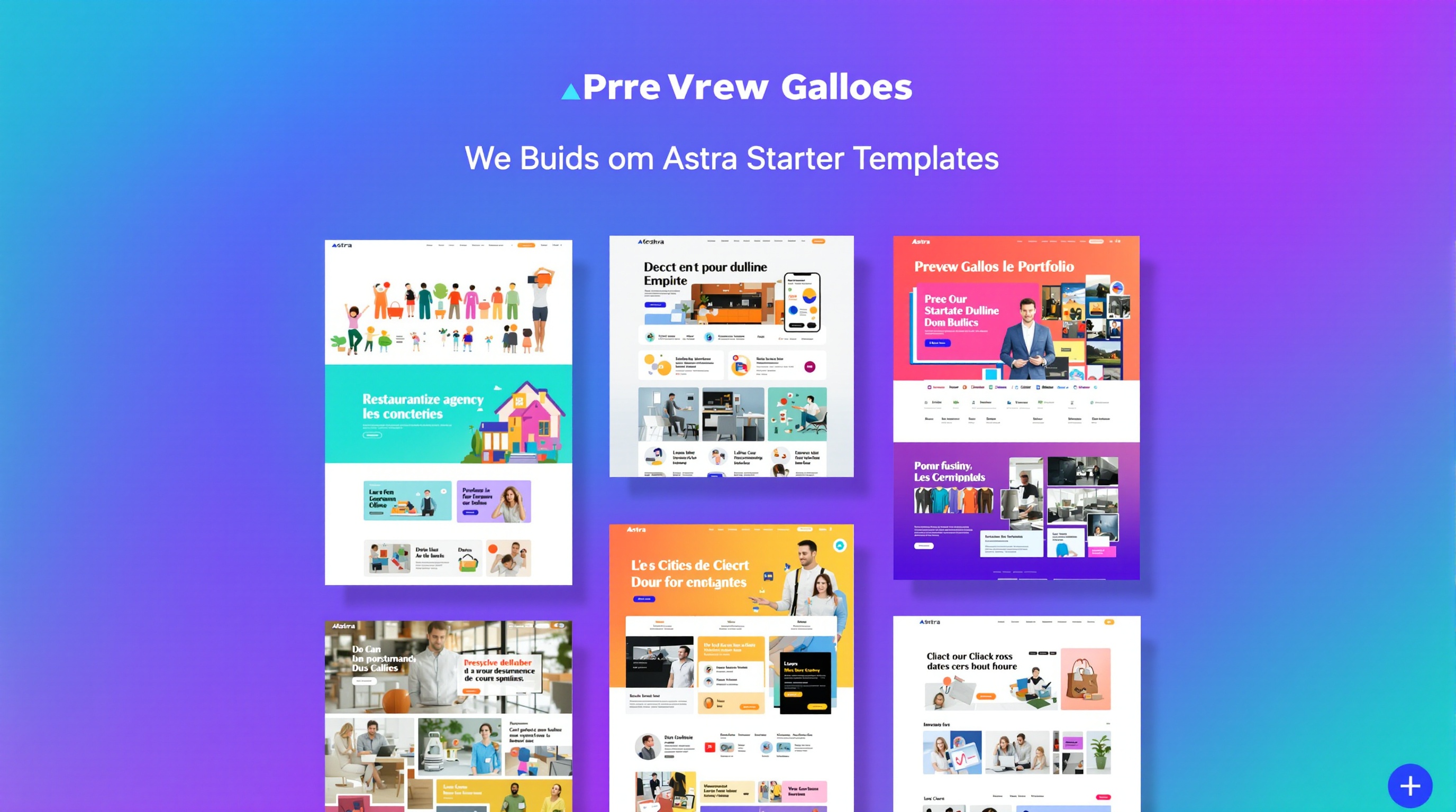 Aperçu des nombreux Starter Templates Astra disponibles pour divers secteurs d'activité