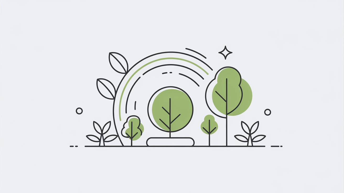 Illustration montrant une entreprise avec une image de marque positive grâce à ses actions écologiques, avec des éléments naturels stylisés.