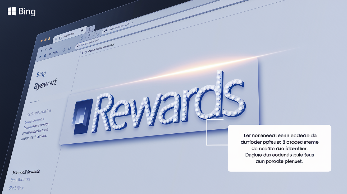 Interface de Bing montrant le système de récompenses Microsoft Rewards.