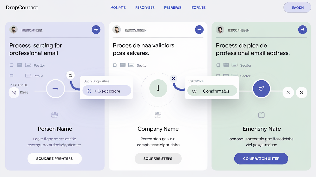 Interface exemple DropContact recherche et validation email professionnel