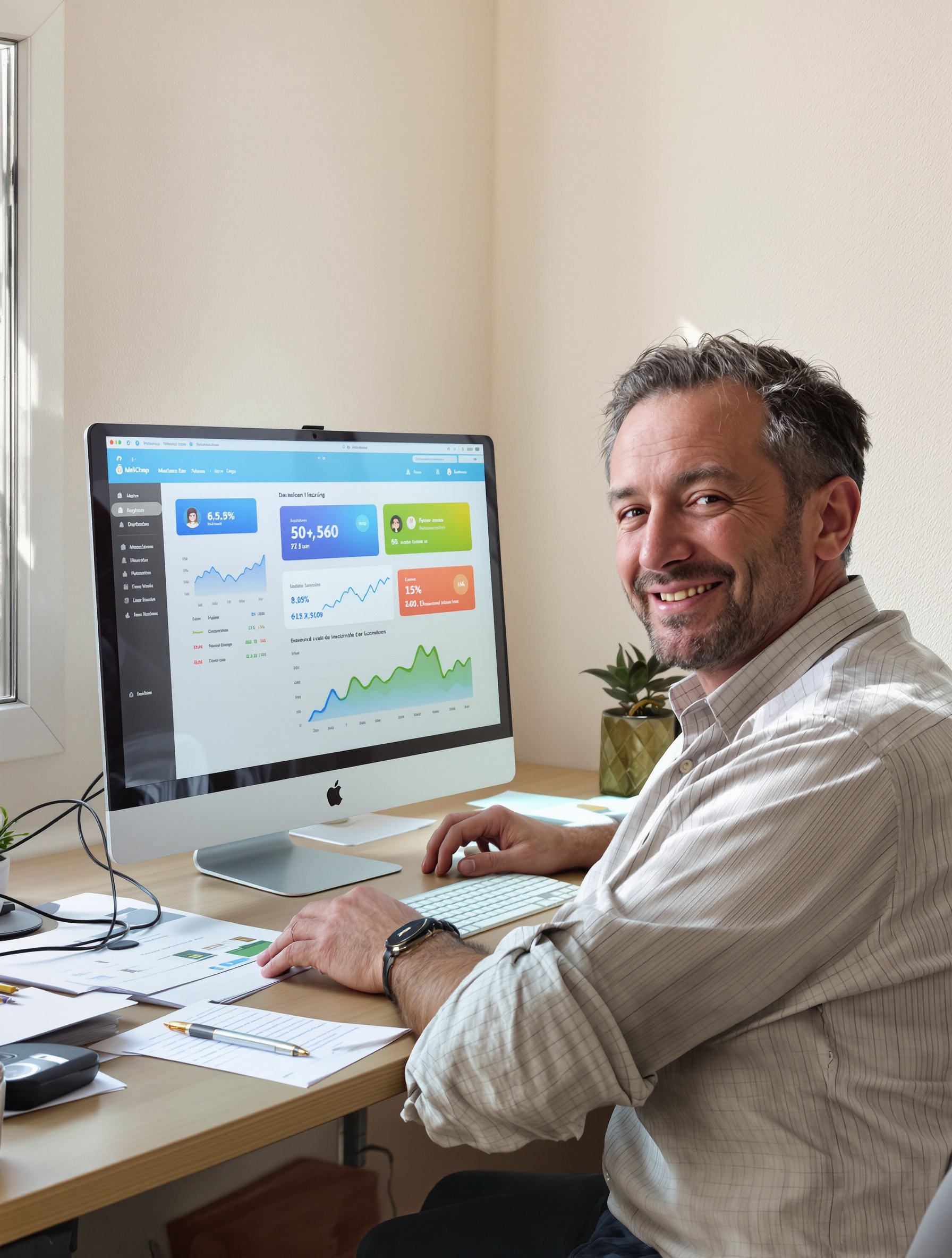 PME satisfaite devant statistiques Mailchimp