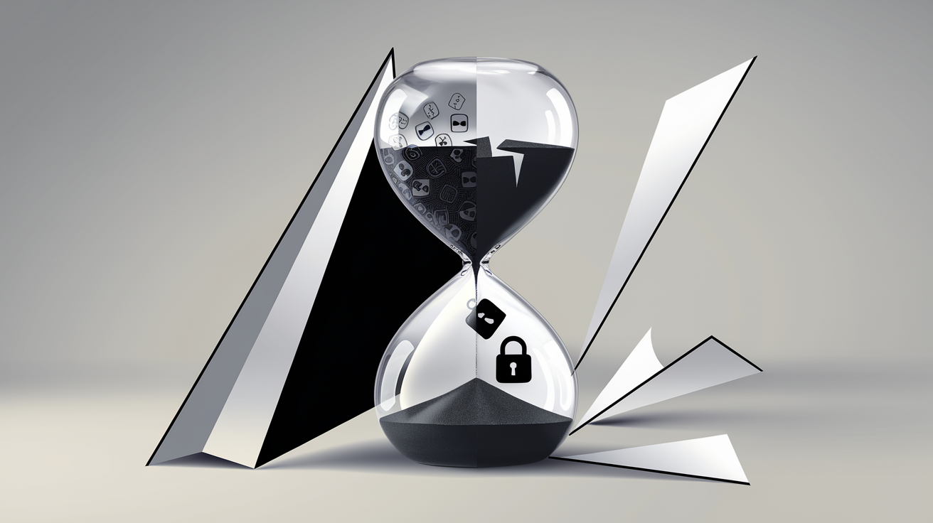 Sablier digital illustrant la dualité du putaclic : captation des clics vs perte de confiance.