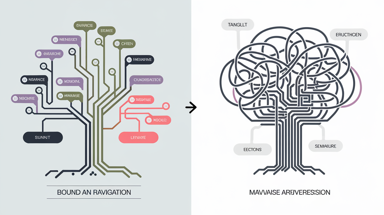schéma comparaison bonne mauvaise arborescence site web UX SEO