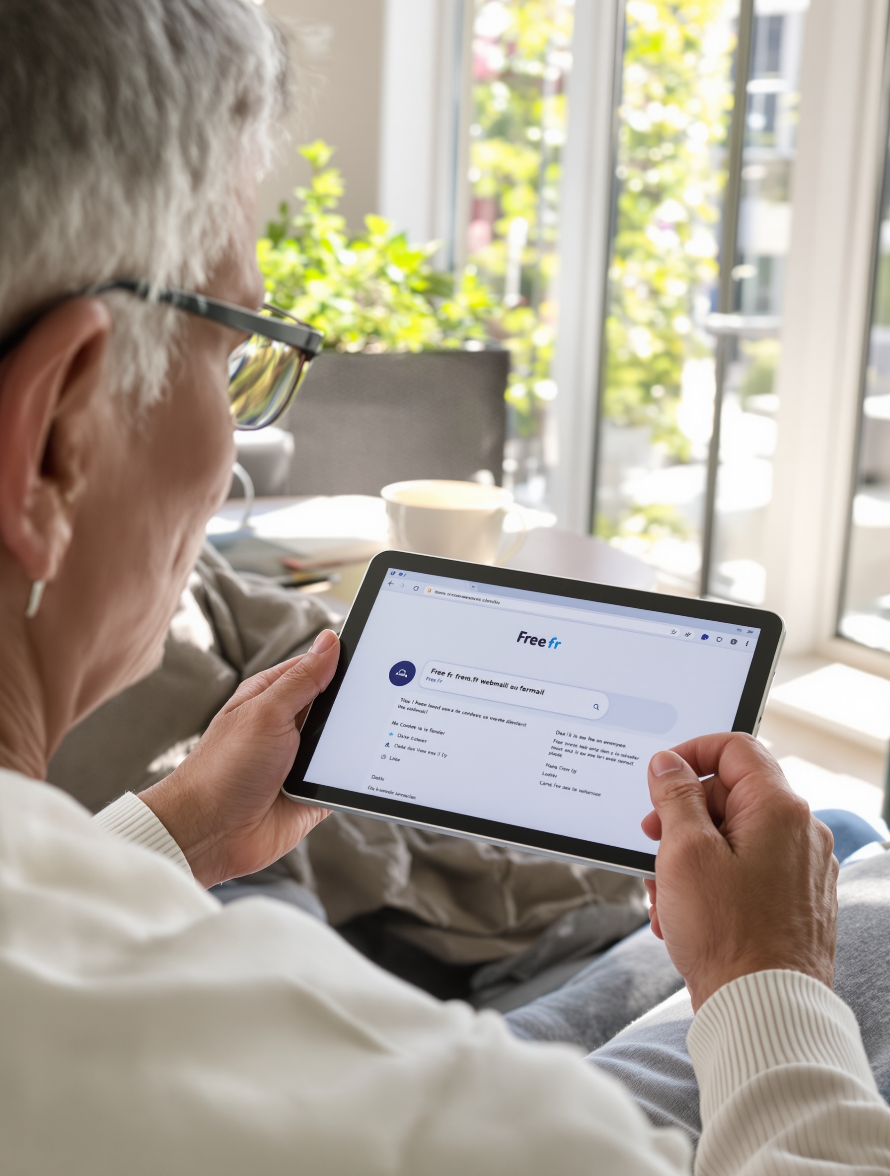 personne senior utilise webmail Free facilement