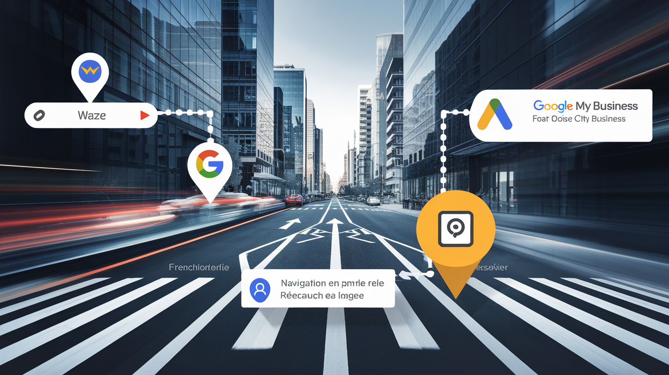 Comparatif fiche Waze et fiche Google My Business pour une PME.